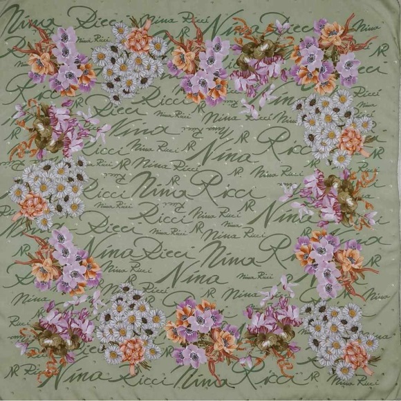 Nina Ricci Green Floral Scarf - Picture 1 of 8